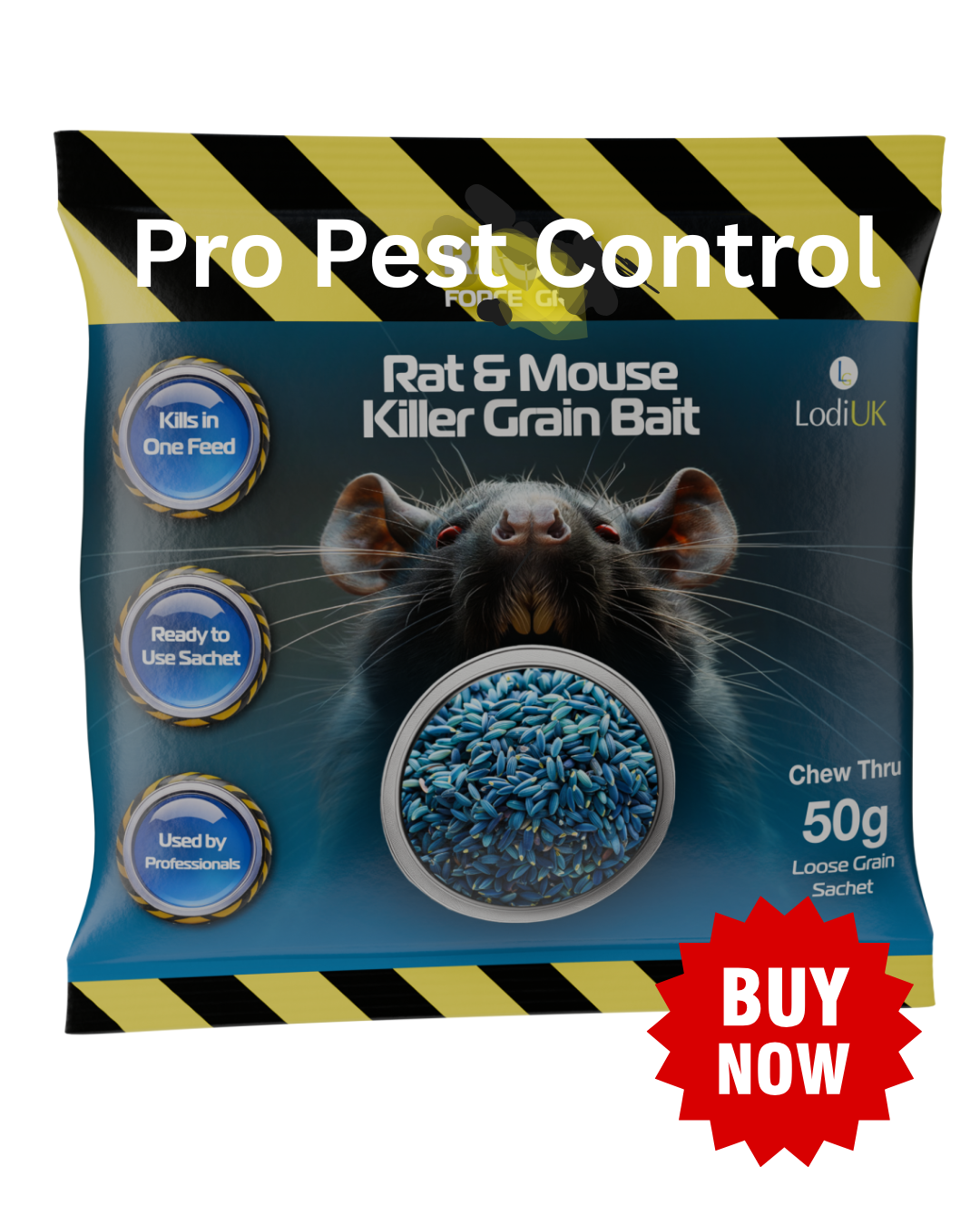 Powerful Rat & Mouse poison, in a No handling chew through Bag